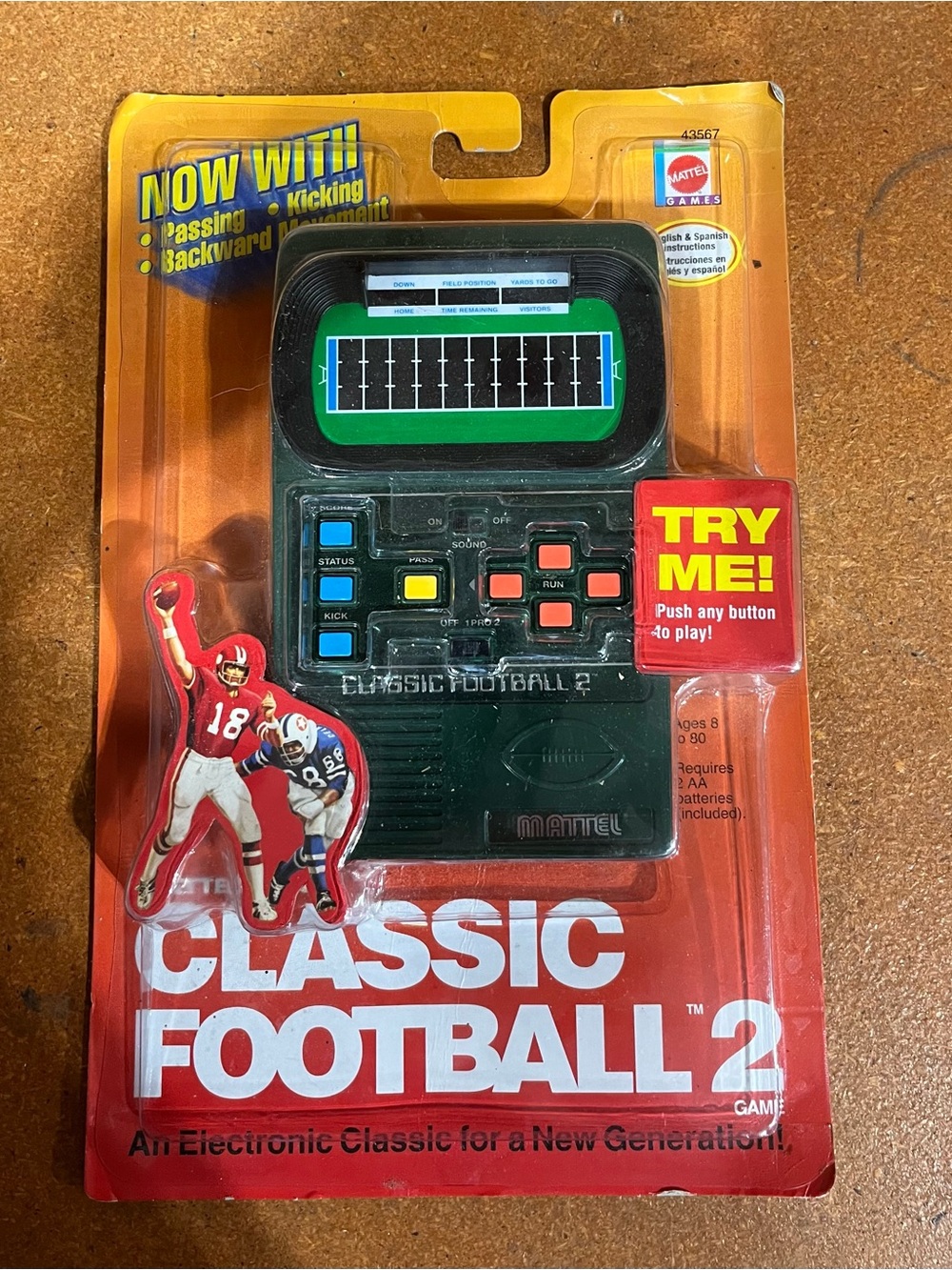 Mattel Classic Football 2 Handheld Game – Green & Black with Multicolor Buttons